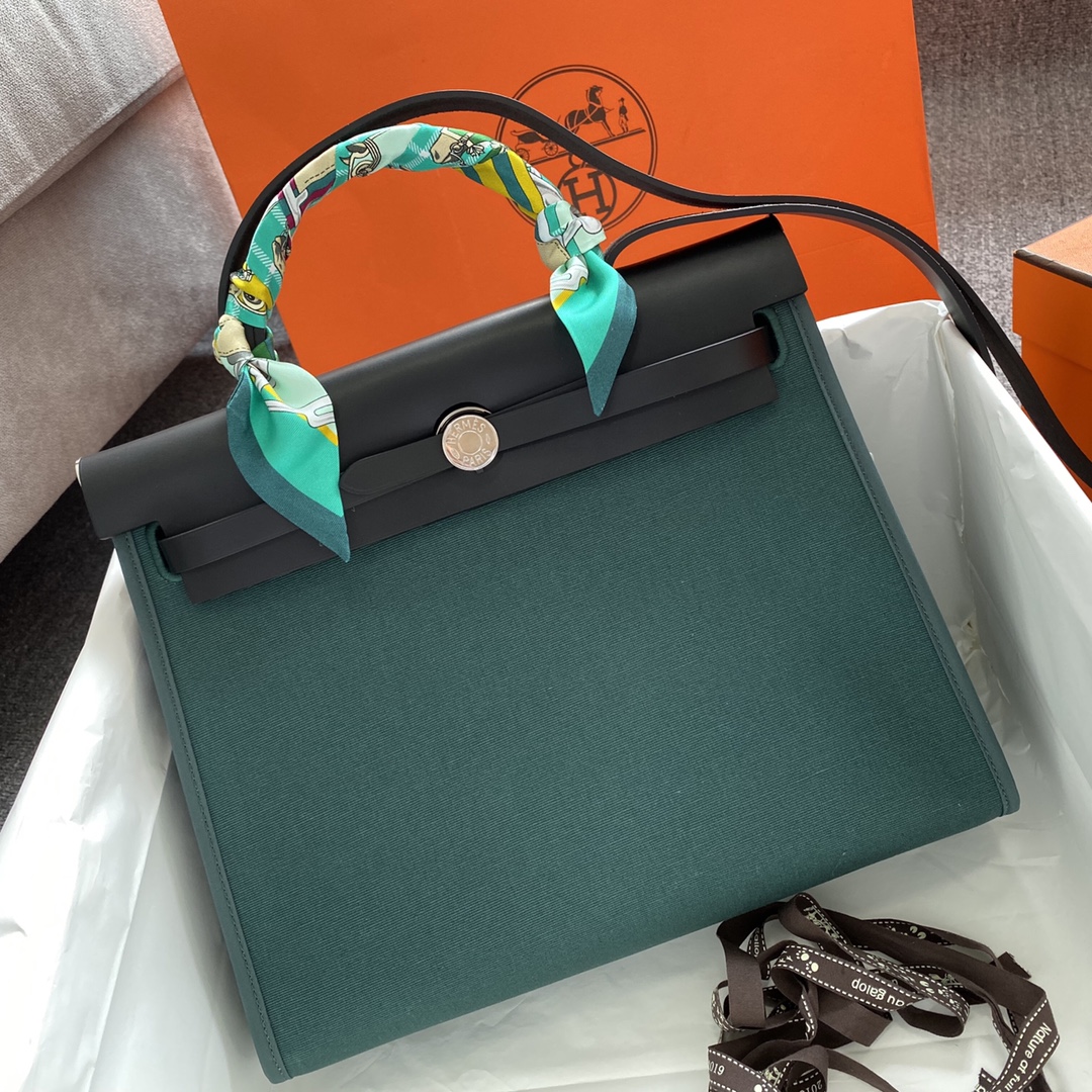 에르메스 에르백31 블루 템페트 블랙 은장